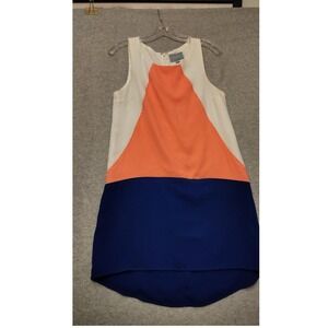 Skies Are Blue Dress Womens Small Colorblock Sleeveless Hi Low Shift Mini Summer